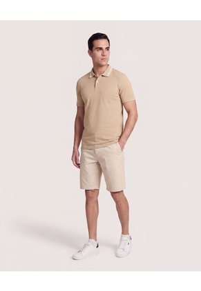 Polo Jersey Lycrada Para Hombre Beige Ostu