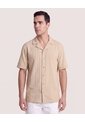 Camisa Resort De Manga Corta  Para Hombre Arena Ostu de Ostu