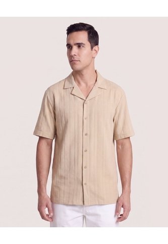 Camisa Resort De Manga Corta  Para Hombre Arena Ostu Ostu