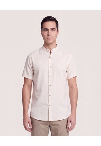 Camisa Manga Larga Con Bolsillo  Para Hombre Marfil Ostu Ostu