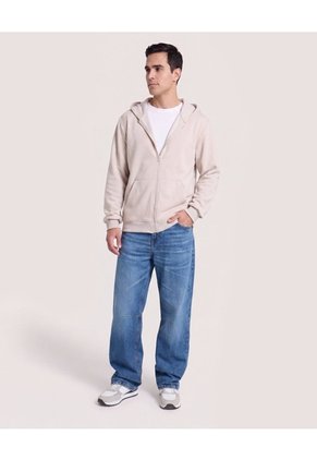 Buzo Hoodie Con Cremallera Para Hombre Avena Ostu