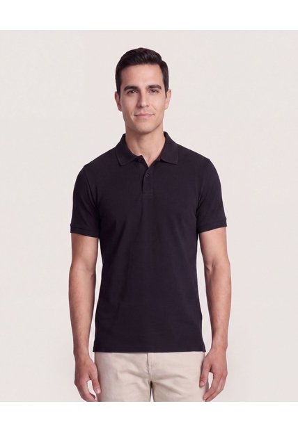 Polo Basica  Para Hombre Negro Ostu