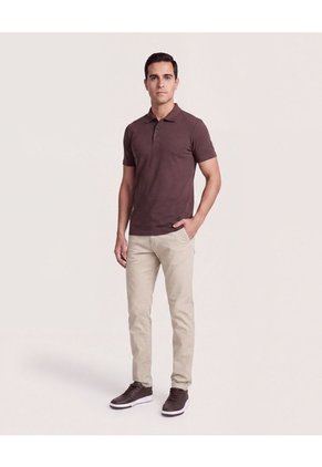 Polo Basica  Para Hombre Café Ostu