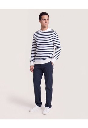 Saco Tejido Rayas Horizontales Para Hombre Blanco Ostu