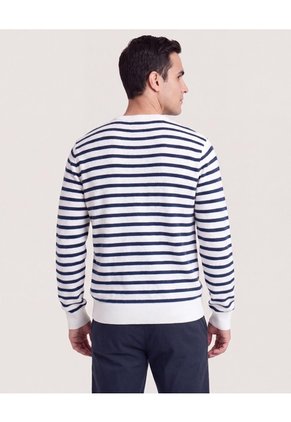 Saco Tejido Rayas Horizontales Para Hombre Blanco Ostu