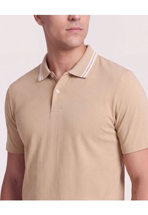 Polo Jersey Lycrada Para Hombre Beige Ostu