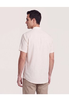 Camisa Manga Larga Con Bolsillo  Para Hombre Marfil Ostu