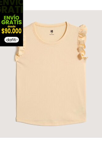 Camiseta Infantil Niña Manga Sisa Cuello Redondo Color Amarillo Marca Ostu #90090336 Ostu