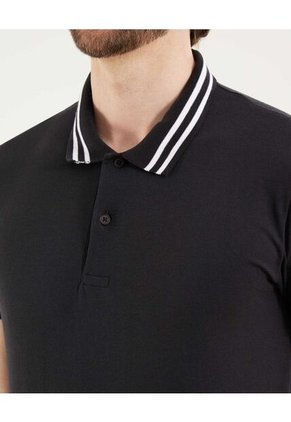 Polo Para Hombre Cuello Tejido Sin Bolsillo Color Negro Marca Ostu #60110767