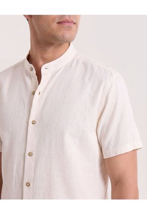 Camisa Manga Larga Con Bolsillo  Para Hombre Marfil Ostu