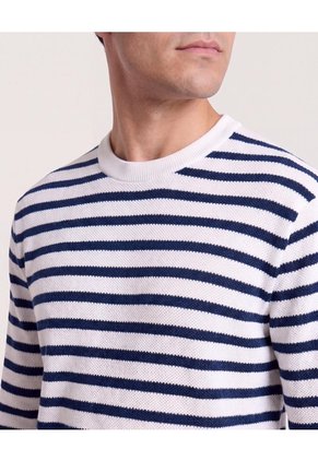 Saco Tejido Rayas Horizontales Para Hombre Blanco Ostu