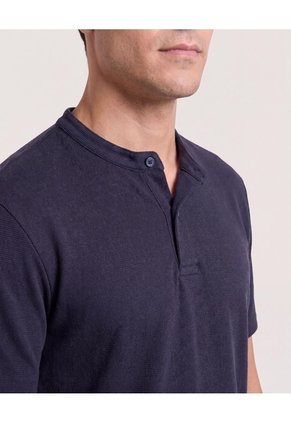 Polo Cuello Mao Regular  Para Hombre Azul Ostu