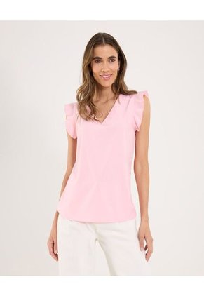 Blusa Para Mujer Manga Corta Color Rosa Marca Ostu #40121103