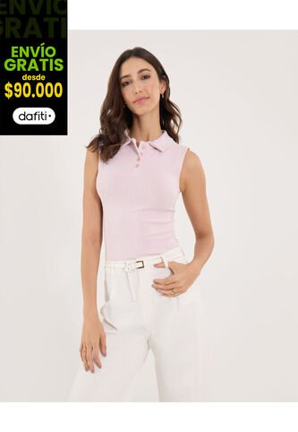 Polo Para Mujer Manga Sisa Color Rosa Marca Ostu #40110185 Ostu