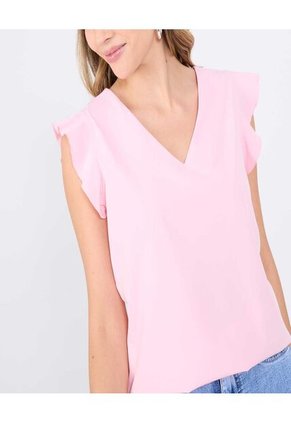 Blusa Para Mujer Manga Corta Color Rosa Marca Ostu #40121103