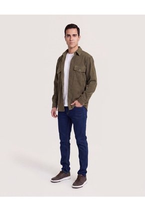 Chaqueta Con Bolsillos De Tapa  Para Hombre Verde Ostu