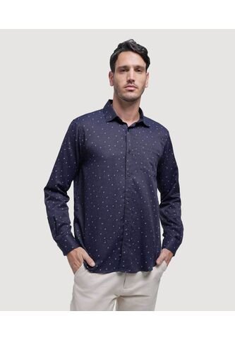 Camisa Para Hombre Manga Larga Con Bolsillo Color Azul  Marca Ostu #60010714 Ostu