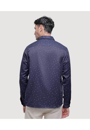 Camisa Para Hombre Manga Larga Con Bolsillo Color Azul  Marca Ostu #60010714