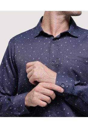 Camisa Para Hombre Manga Larga Con Bolsillo Color Azul  Marca Ostu #60010714