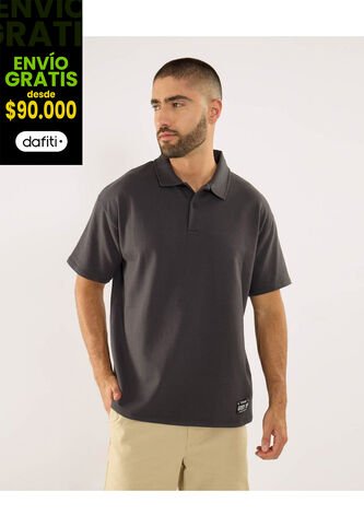 Polo Para Hombre Cuello Maquina Sin Bolsillo Color Gris Marca Ostu #60110815 Ostu