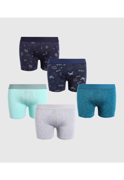 Pantaloncillo Infantil Niño Boxer Filete Medio Color Azul Marca Ostu #80000092