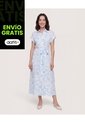 Vestido Camisero Floral Flow  Para Mujer Azul Ostu de Ostu