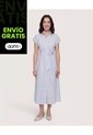 Vestido Camisero Stripe Mood  Para Mujer Azul Ostu de Ostu