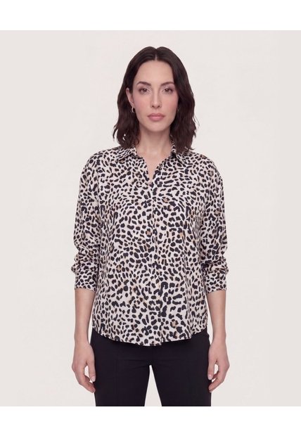 Blusa Fluid Manga 3/4  Para Mujer Negro Ostu