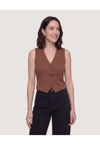 Chaleco Punto Modern  Para Mujer Café Ostu Ostu