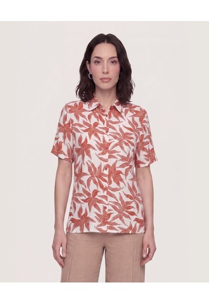 Camisa Manga Corta  Para Mujer Rojo Ostu