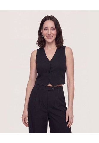 Chaleco Punto Modern  Para Mujer Negro Ostu Ostu