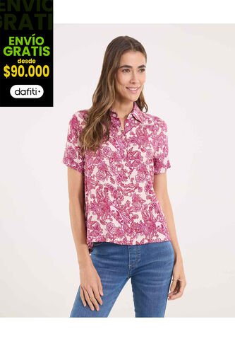 Camisa Para Mujer Manga Corta Color Morado Marca Ostu #40010333 Ostu