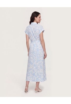 Vestido Camisero Floral Flow Para Mujer Azul Ostu