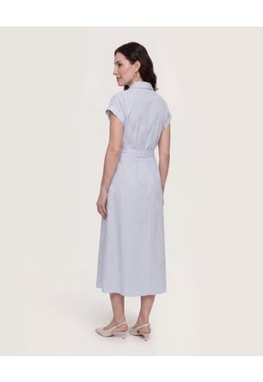 Vestido Camisero Stripe Mood Para Mujer Azul Ostu