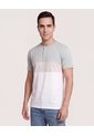 Camiseta Henley Block Style  Para Hombre Gris Ostu de Ostu