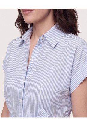 Vestido Camisero Stripe Mood Para Mujer Azul Ostu
