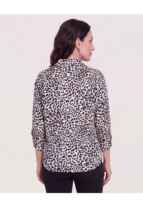 Blusa Fluid Manga 3/4  Para Mujer Negro Ostu