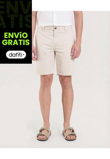 Bermuda  Para Hombre Regular Corto Color Beige Marca Ostu #60100489
