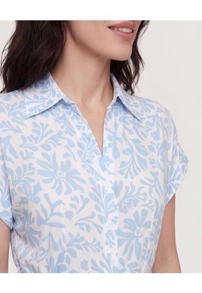 Vestido Camisero Floral Flow Para Mujer Azul Ostu