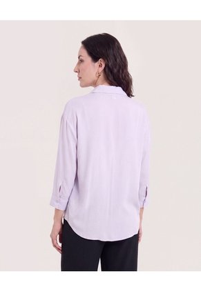 Blusa Fluid Manga 3/4 Para Mujer Lila Ostu