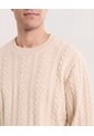 Buzo Tejido Trenzas Classic  Para Hombre Crema Ostu de Ostu