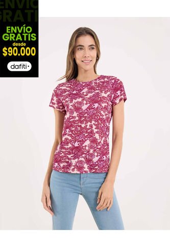 Camiseta Para Mujer Manga Corta Cuello Redondo Color Morado Marca Ostu #40092581 Ostu