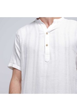 Camisa Para Hombre Manga Corta Sin Bolsillo Color Crema Marca Ostu #60010724