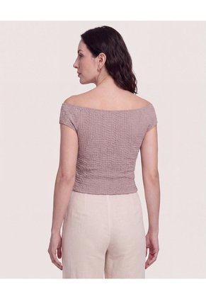 Body Texturizado Escote Ojal  Para Mujer Café Ostu