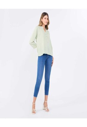 Blusa Para Mujer Manga 3/4 Color Verde Pastel Marca Ostu #40121119