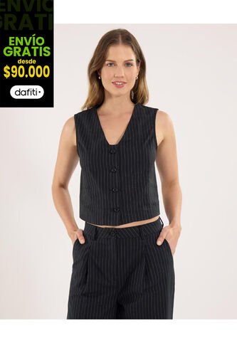 Chaleco Para Mujer Plano Color Negro Marca Ostu #40250025 Ostu