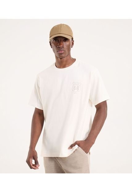 Camiseta Para Hombre Manga Corta Cuello Redondo Color Crema Marca Ostu #60091696