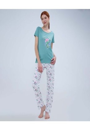 Pijama Para Mujer M/C P/L Color Crema Marca Ostu #40040405