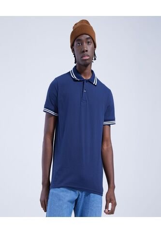 Polo Para Hombre Cuello Tejido Sin Bolsillo Color Azul  Marca Ostu #60110533 Ostu