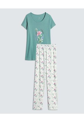 Pijama Para Mujer M/C P/L Color Crema Marca Ostu #40040405